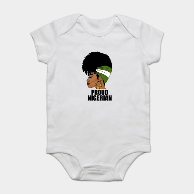 Nigeria Flag, Proud Nigerian Woman, African Baby Bodysuit by logiamerch